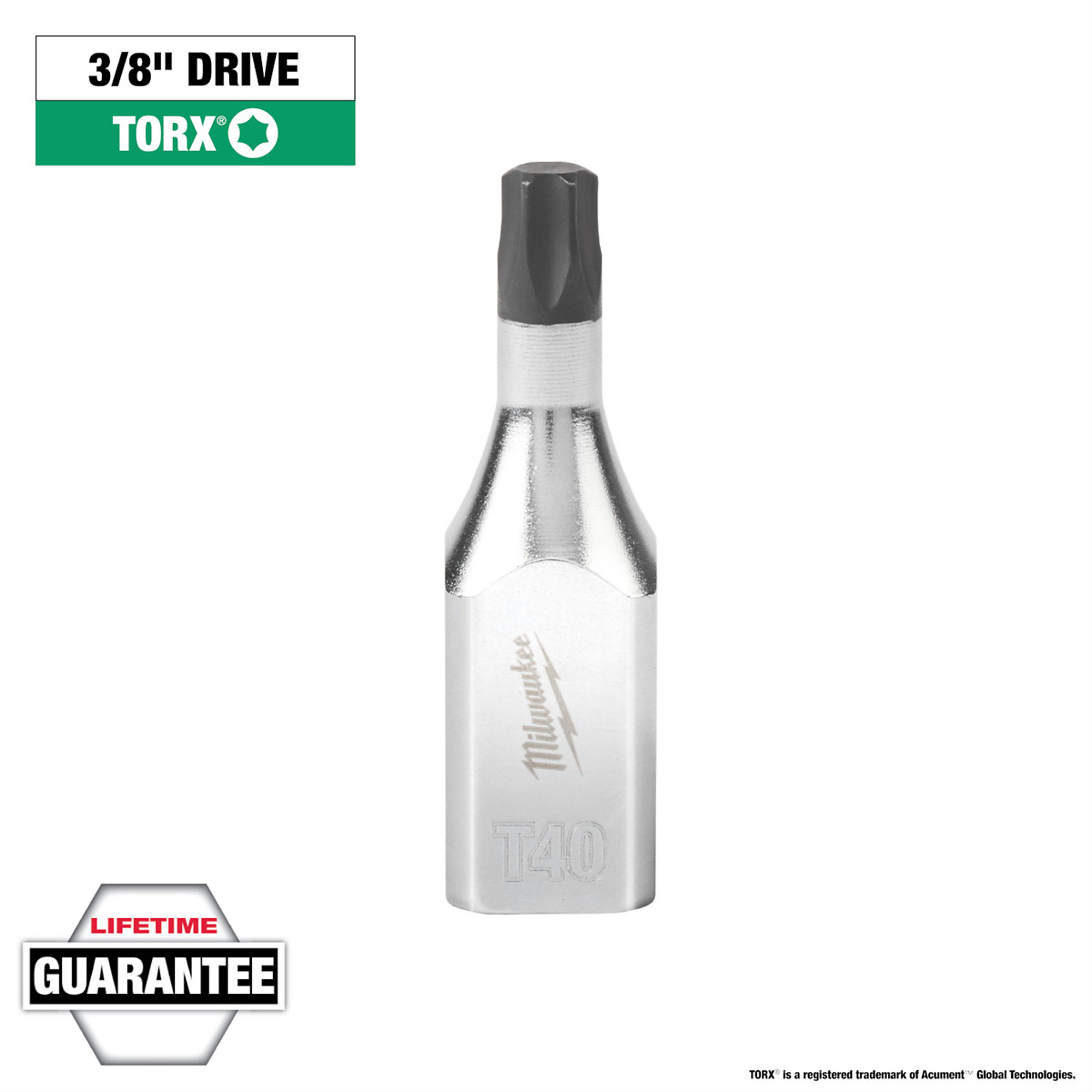 Milwaukee 3/8in. Drive T40 TORX Bit Socket — Anti-Roll, Wrench-Ready, Chrome Plated, Model# MLW45-34-1014